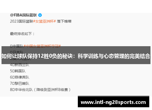 如何让球队保持12胜0负的秘诀：科学训练与心态管理的完美结合