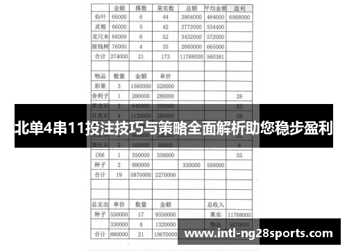 北单4串11投注技巧与策略全面解析助您稳步盈利